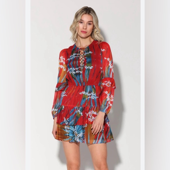 NWT flawed Walter Baker Devina Dress, Size XL Color Rio Palm - Picture 1 of 13